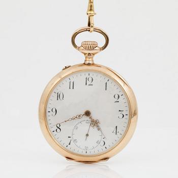 FICKUR, 14K Guld, boett och urverk märkt IWC, 1900-talets första hälft. Totalvikt 91,5 gram.