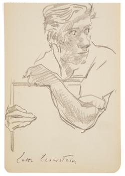 953. Lotte Laserstein, Gottfried Meyer (student of Lotte) in profile.