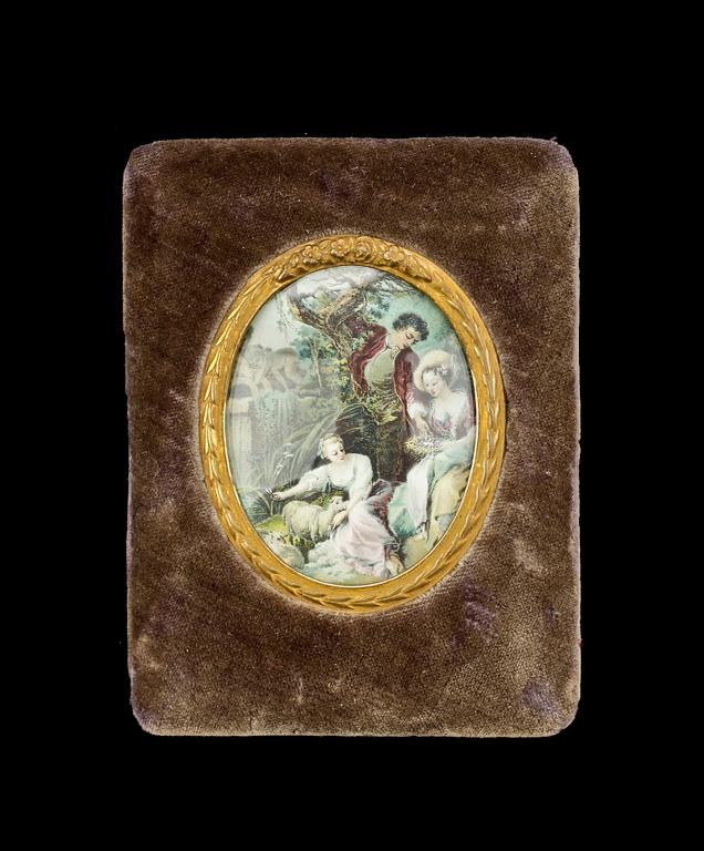 PARTI MINIATYRPORTRÄTT, 4st, bla gouache på ben, 1800-1900-tal.