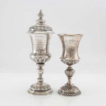 Trophies 2 pcs Baroque style silver 20th century.