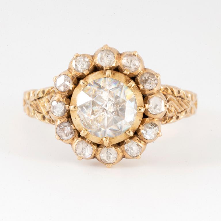 Gold and rose-cut diamond ring.