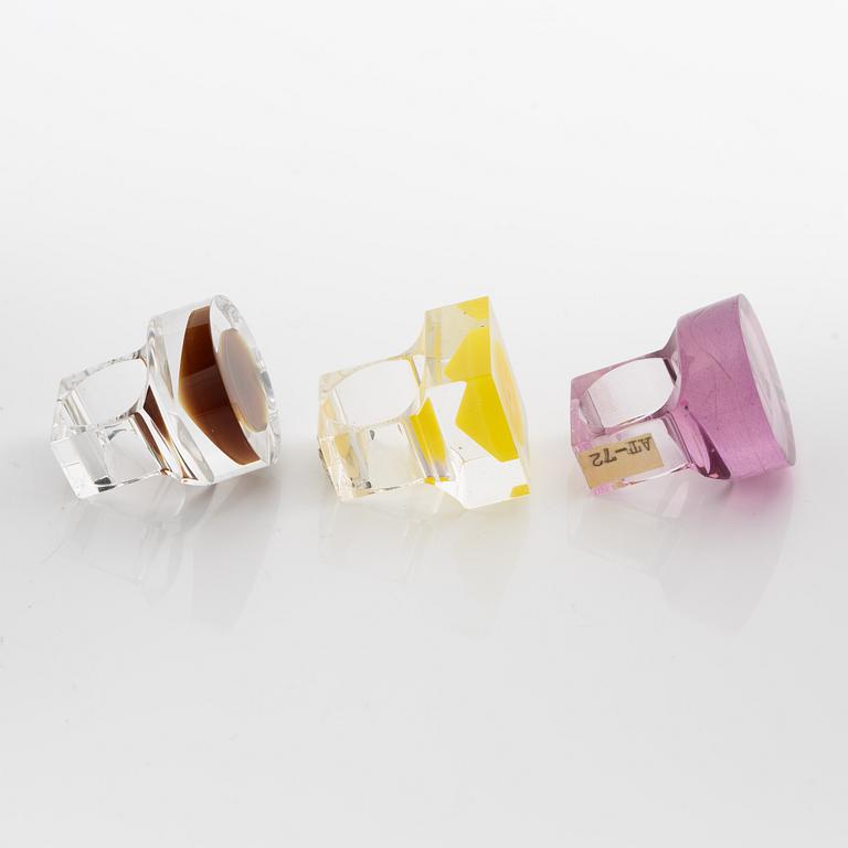 Siv Lagerström, three rings, acrylic plastic, 1970s.