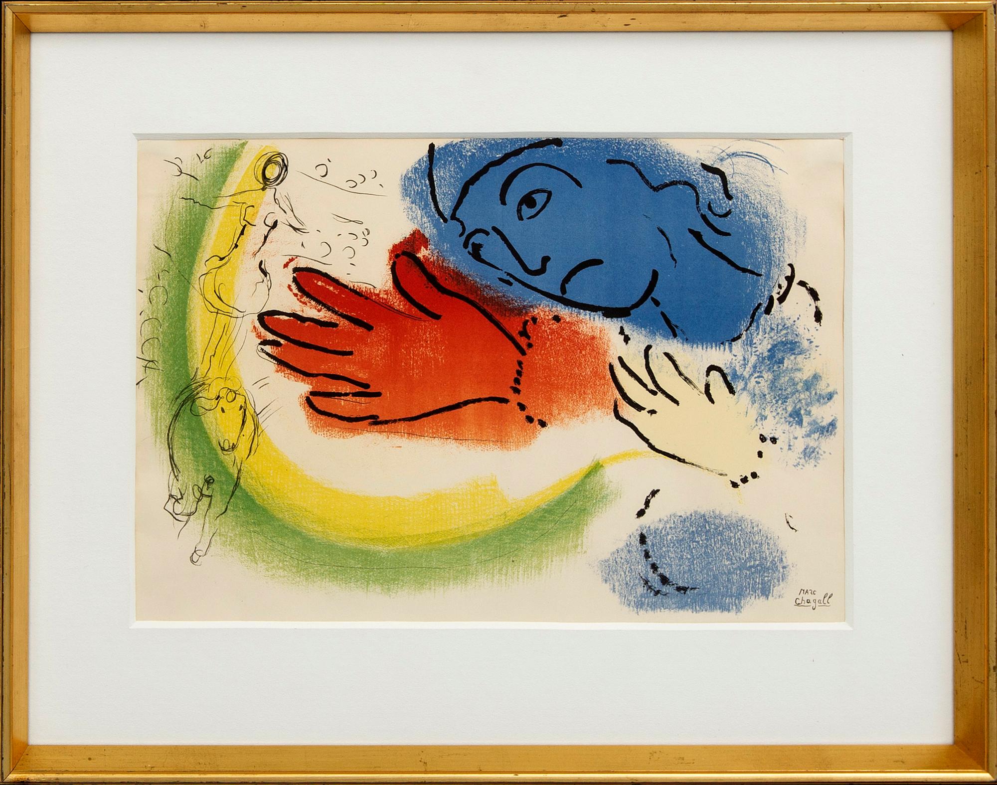 MARC CHAGALL, lithographe with color, "L'Ecuyère", Sorlier, Paris 1956, signed in the print.