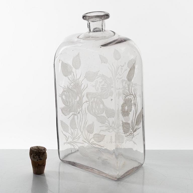 An engraved vodka bottle, later part of the 19th century.