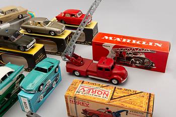A set of 19 pcs toy cars from MÄRKLIN, MOSKVITCH, POLITOYS and NOREV, second half of the 20th century.