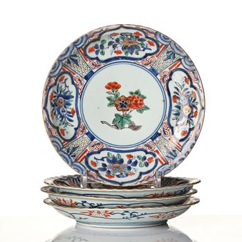 A set of four imari dishes, a blue and white bowl and a Japanese lacker box, Meiji period (!868-1912).