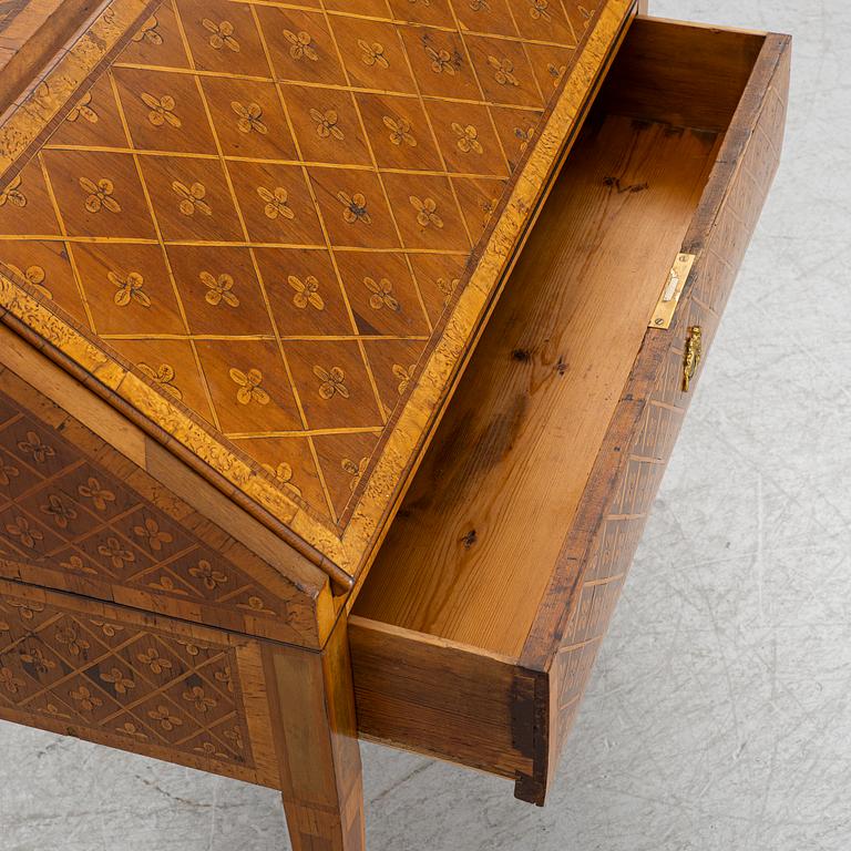 A Gustavian marquetry secretaire by Jonas Hultsten (master in Stockholm 1773-94).