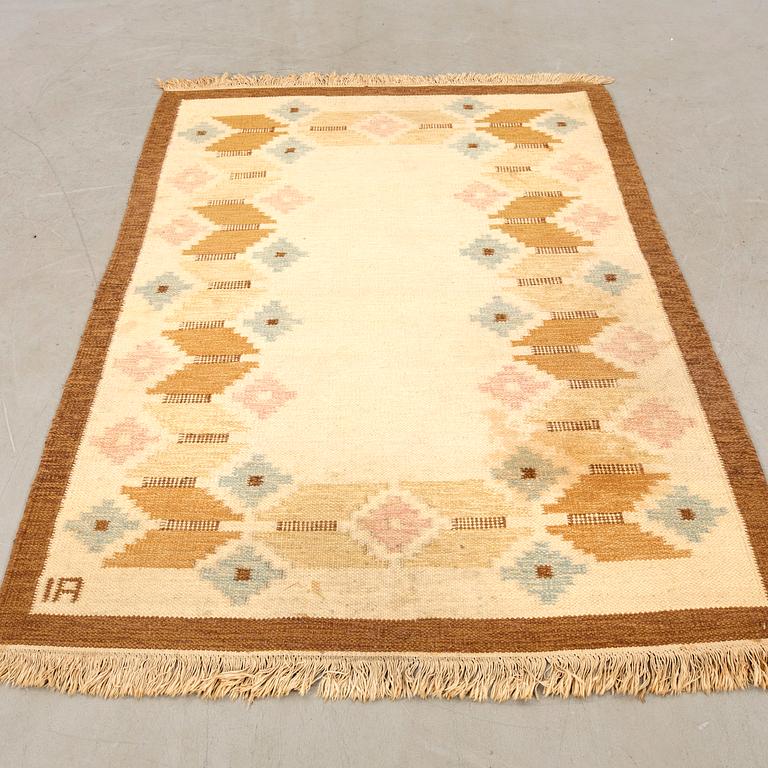 Röllakan rug, approximately 188x143 cm, signed "IA".