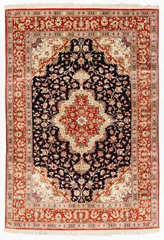 An Qum, silk rug, c. 197 x 138 cm.