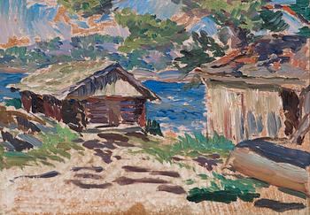 524. Santeri Salokivi, SHEDS ON THE SHORE.