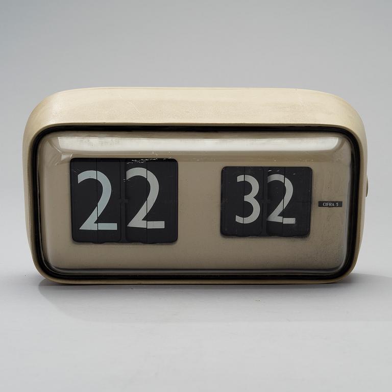 CLOCK, "Cifra 5", Gino Valle, Solari R. & C. Udine, Made in Italy.