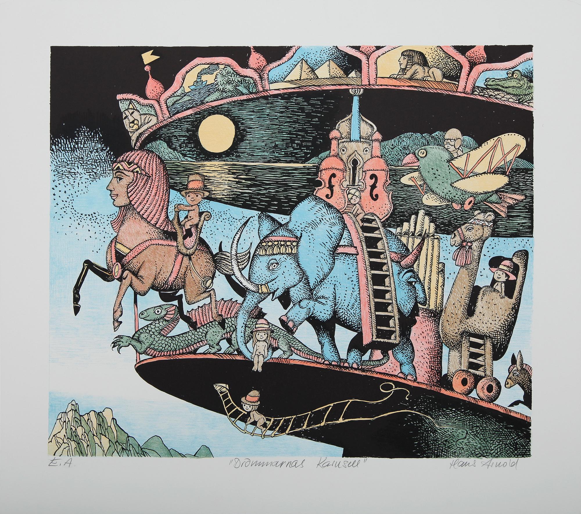 HANS ARNOLD, färglitografi, signerad, E.A.