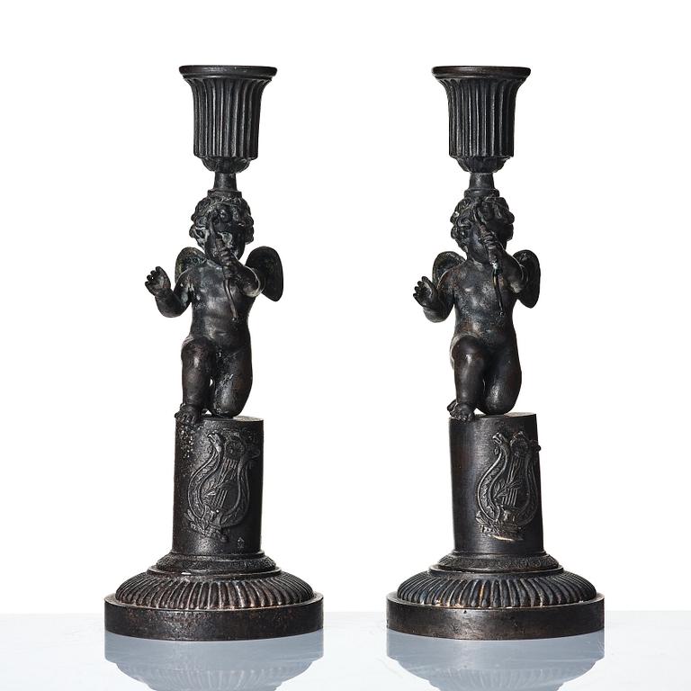 A pair of German (Berliner Eisen) Empire iron candle sticks.