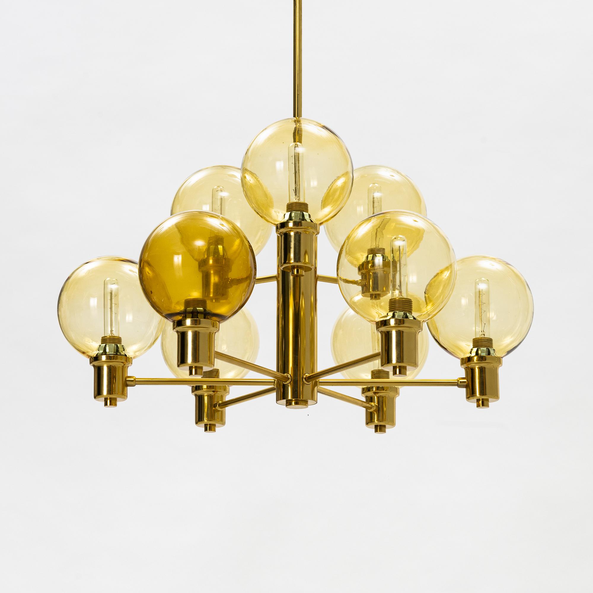 A brass ceiling light, second half of the 20th Century.