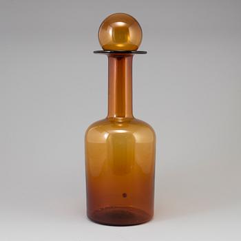 A 20th century glass flask with large stopper design Otto Brauer for Kastrup/Holmegaard, Denmark.