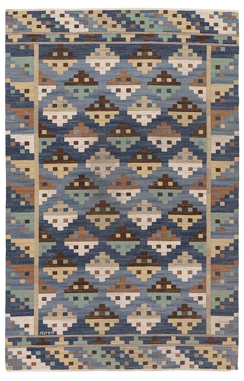 Märta Måås-Fjetterström, a carpet, 'Blå natt och dag', flat weave, c. 300 x 192 cm, signed MMF.