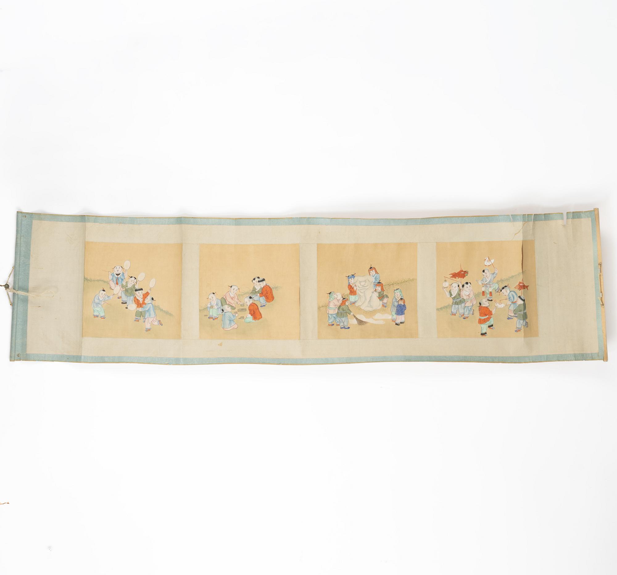 A painting of 'boys' at play by anonymous artist, late Qing dynasty.