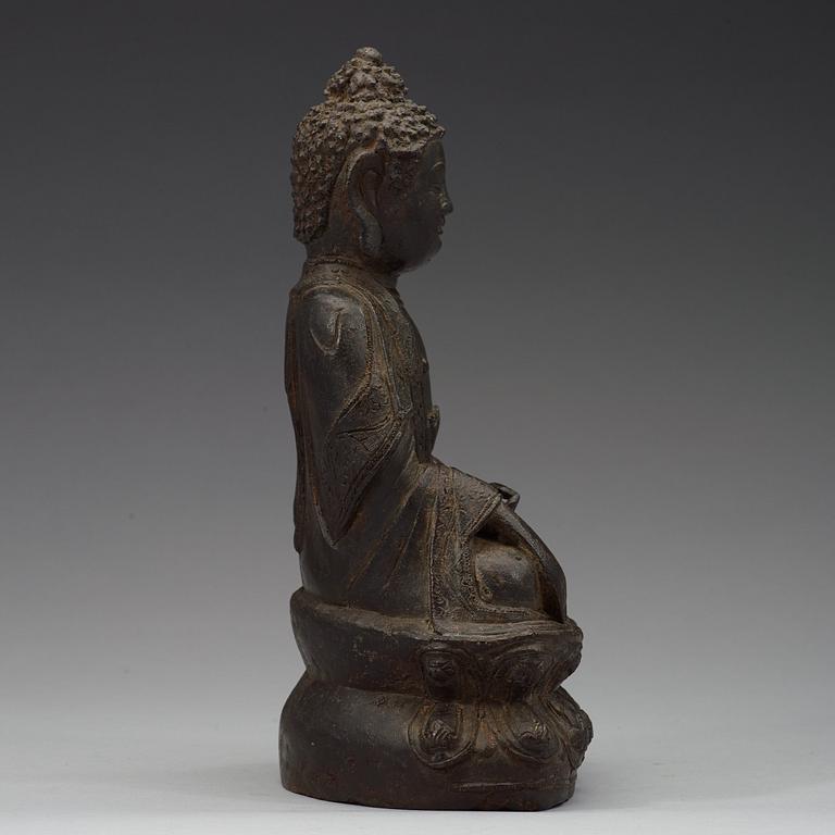 A bronze figure of Buddha, Ming dynasty, south China (1368-1644).