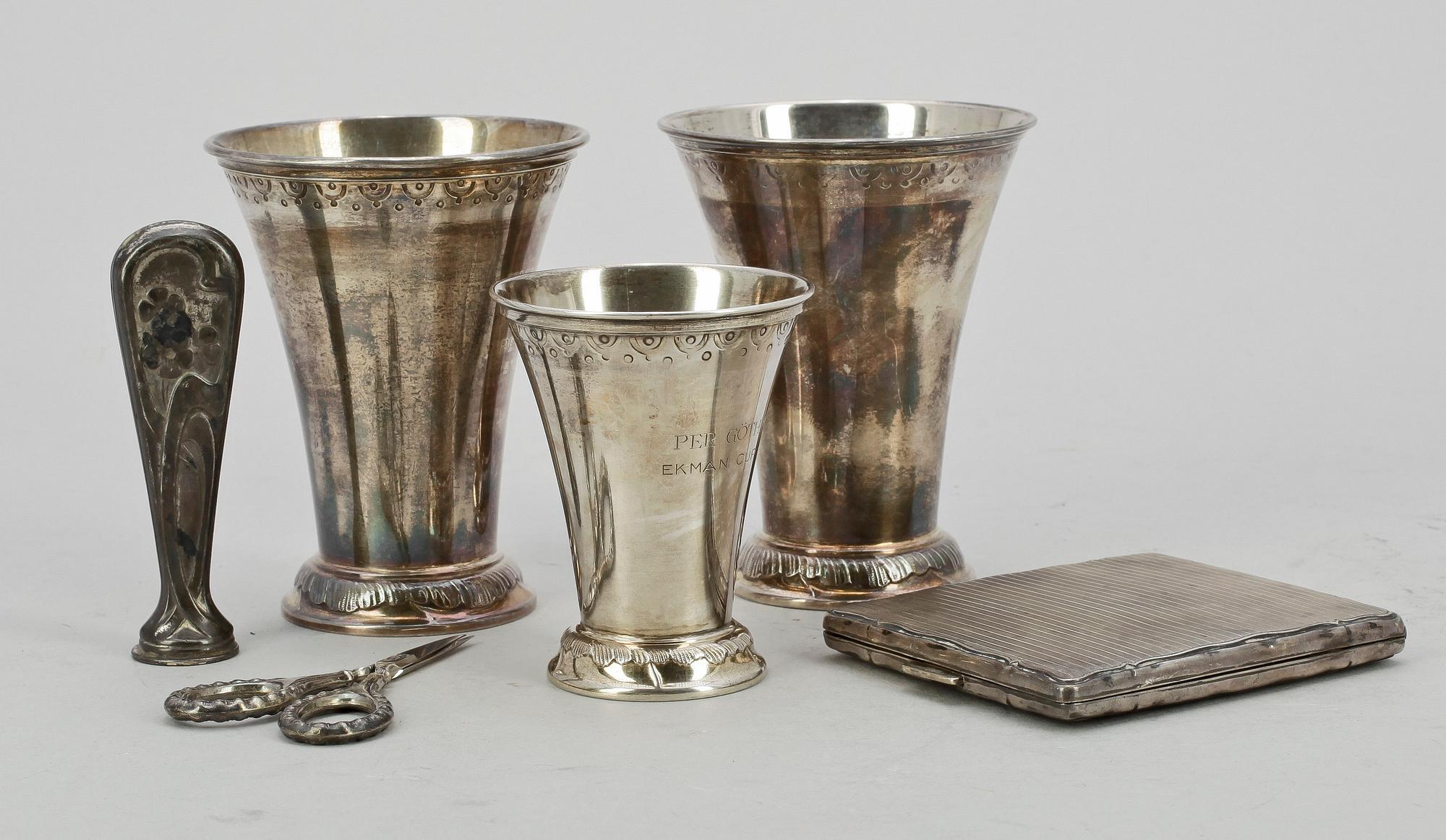 PARTI SILVER, 6 delar, silver, bla CG Hallberg, 1900-tal. Tot vikt ca382g.