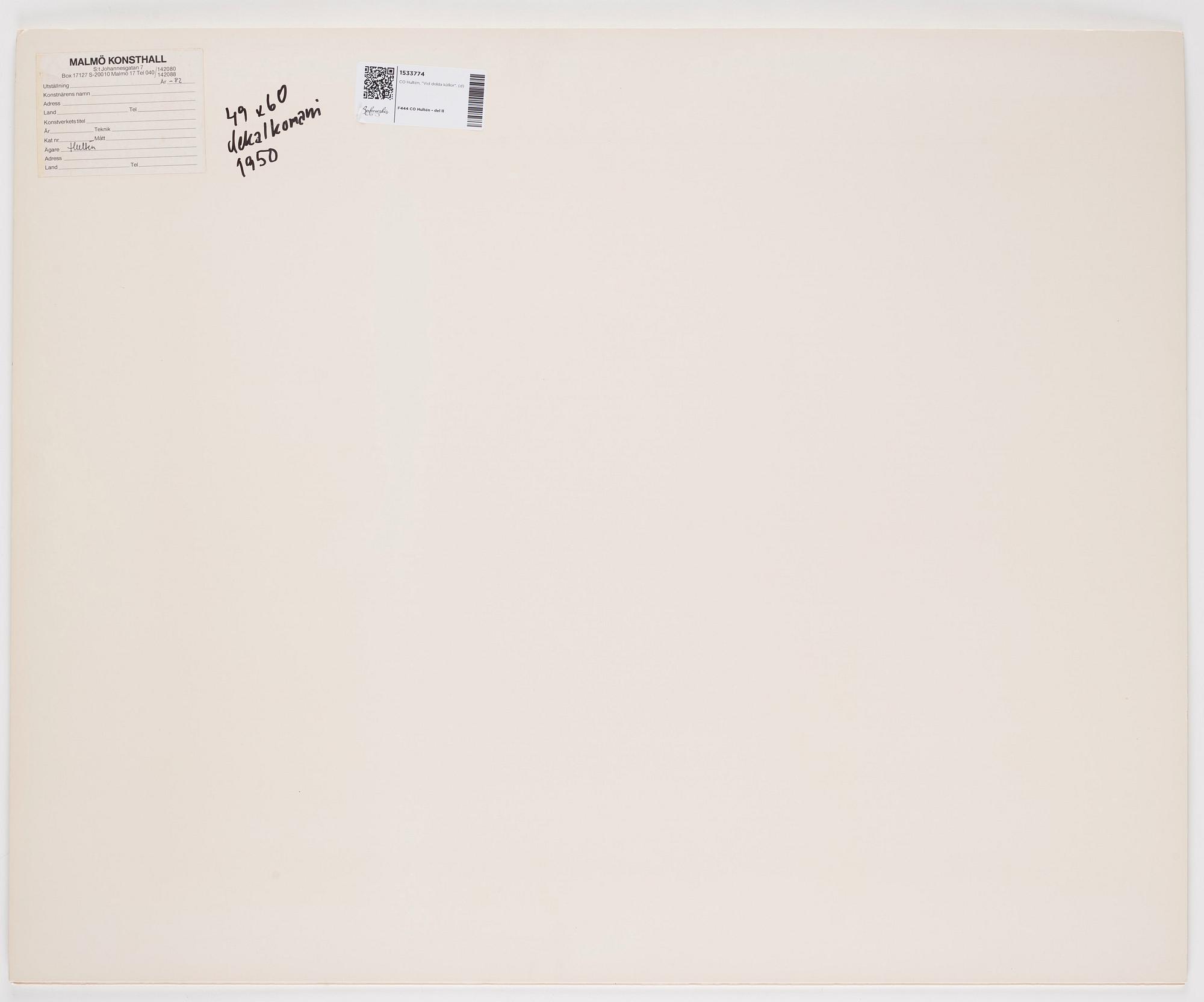 CO Hultén, "Vid dolda källor".