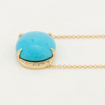 Cabochon cut turquoise and brilliant cut diamond necklace.