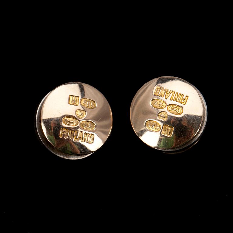 FRACKKNAPPAR, 2 st, guld 14K, "Devil's Wheel" Björn Weckström, Lapponia 1969. Vikt 3,7 g. Originaletui.