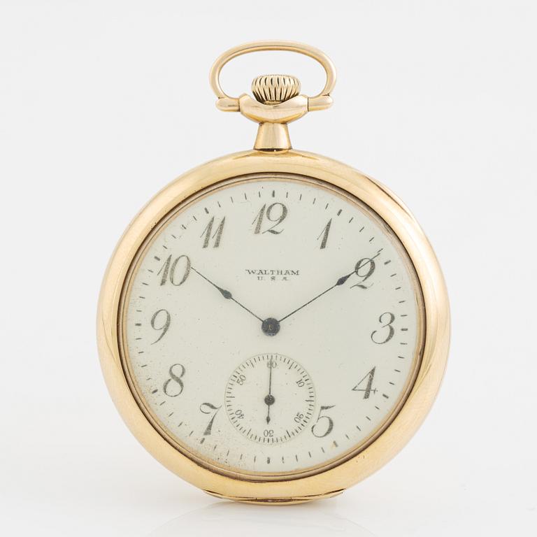 Waltham, pocket watch, 14k gold, 46 mm.