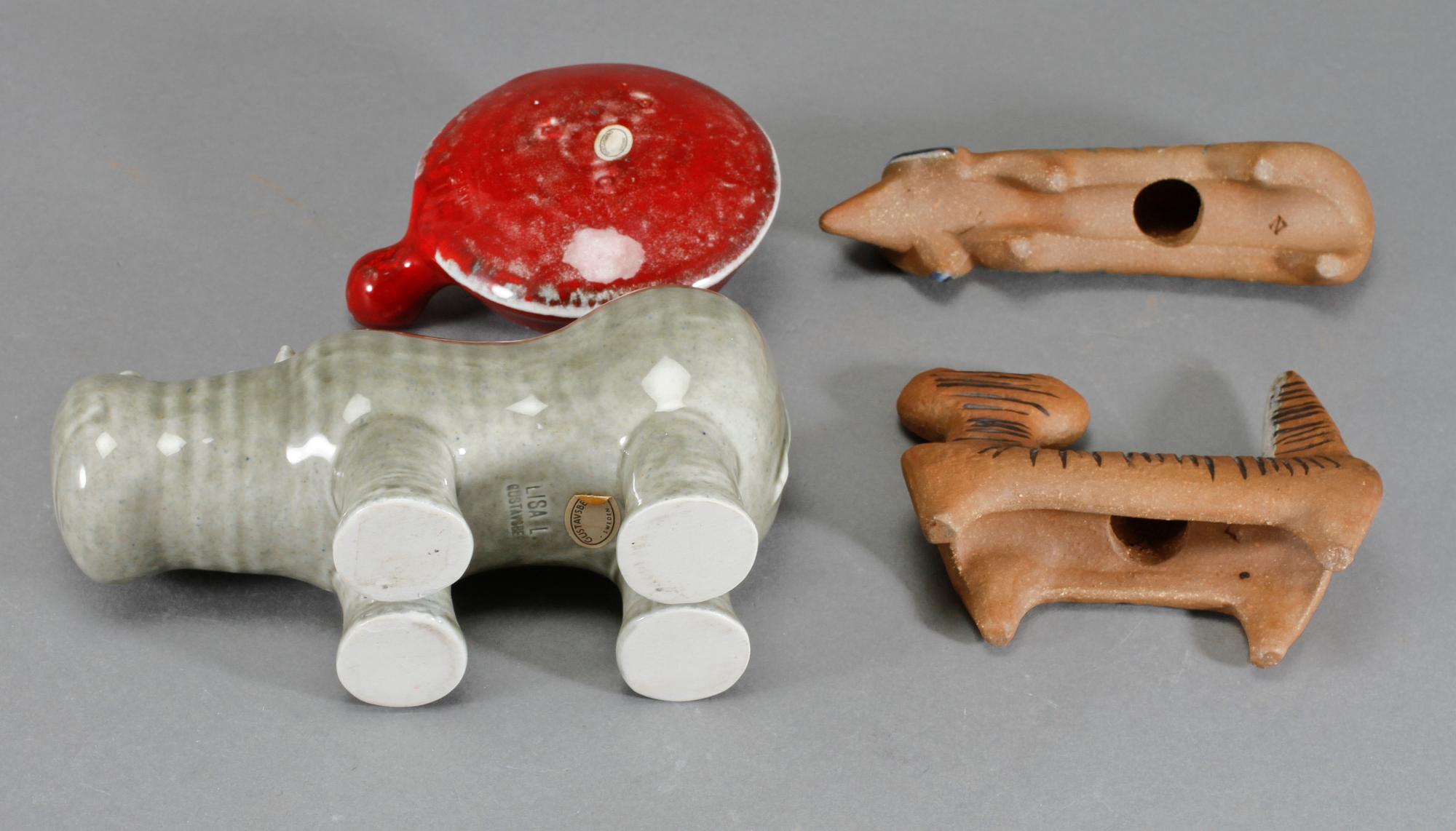 FIGURINER, 4 st, stengods, bl a "Lilla Zoo", design Lisa Larson, Gustavsberg.