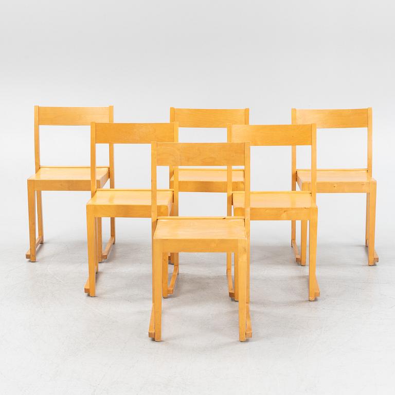 Sven Markelius, a set of six birch 'Orkesterstolen' chairs, mid 20th Century.