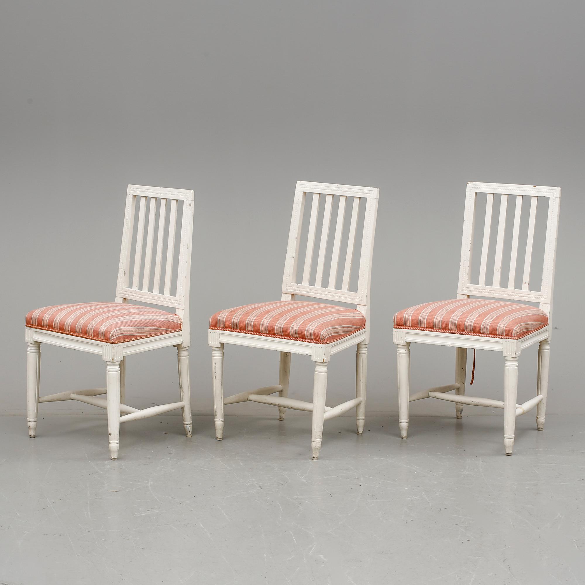 STOLAR, 3 st, gustaviansk stil, 1800-talets mitt.