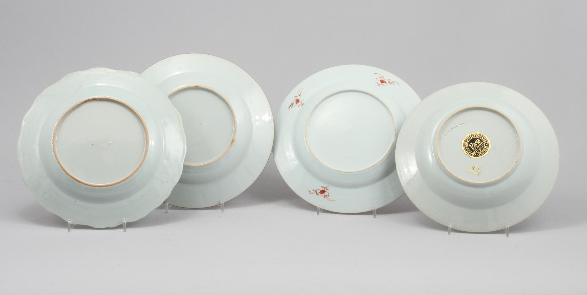 TALLRIKAR, 4 st, porslin, Kina, 1700-tal.