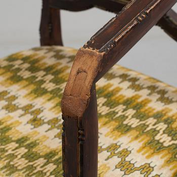 An armchair, probably Italian, 19th c, belonged to Queen Victoria, Solliden, the embroidery by King Gustav V.