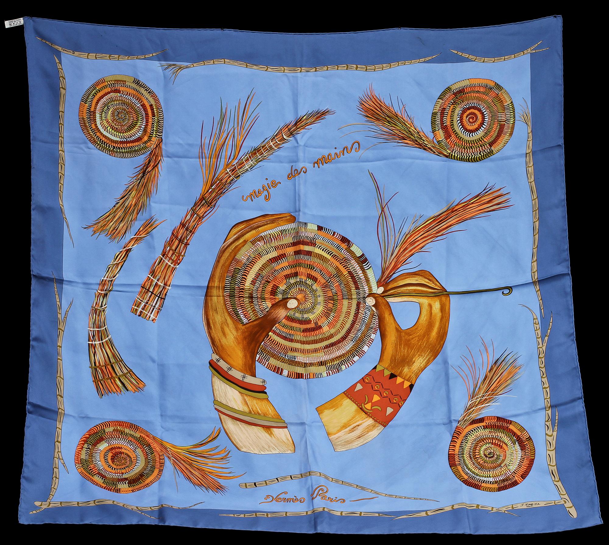 SCARF, siden, "Magie des Mains", design Jeremiah Jacob Kuany, Hermes.