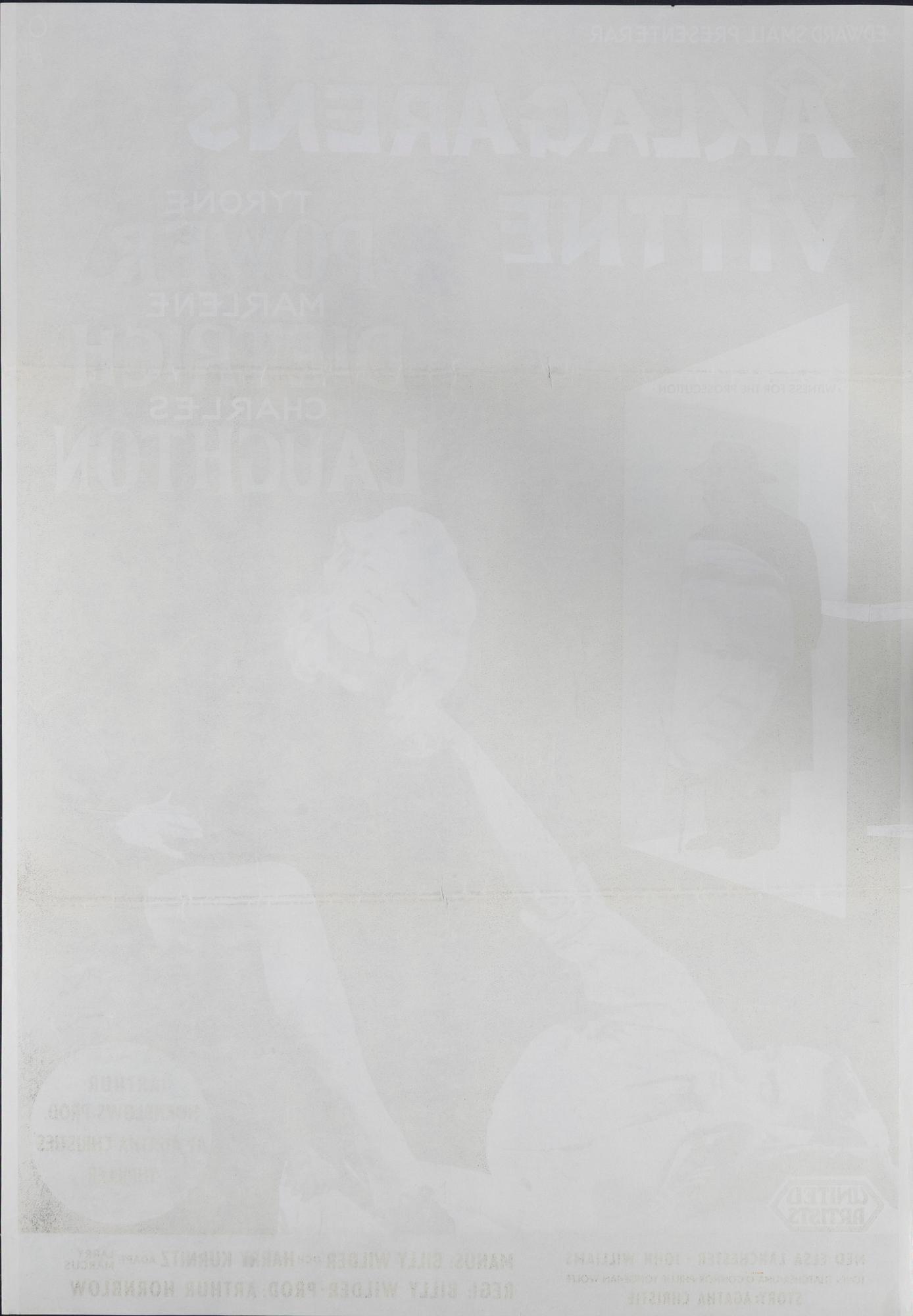 Gösta Åberg, a vintage movie poster 'Åklagarens vittne (Witness for the Prosecution)', 1957.