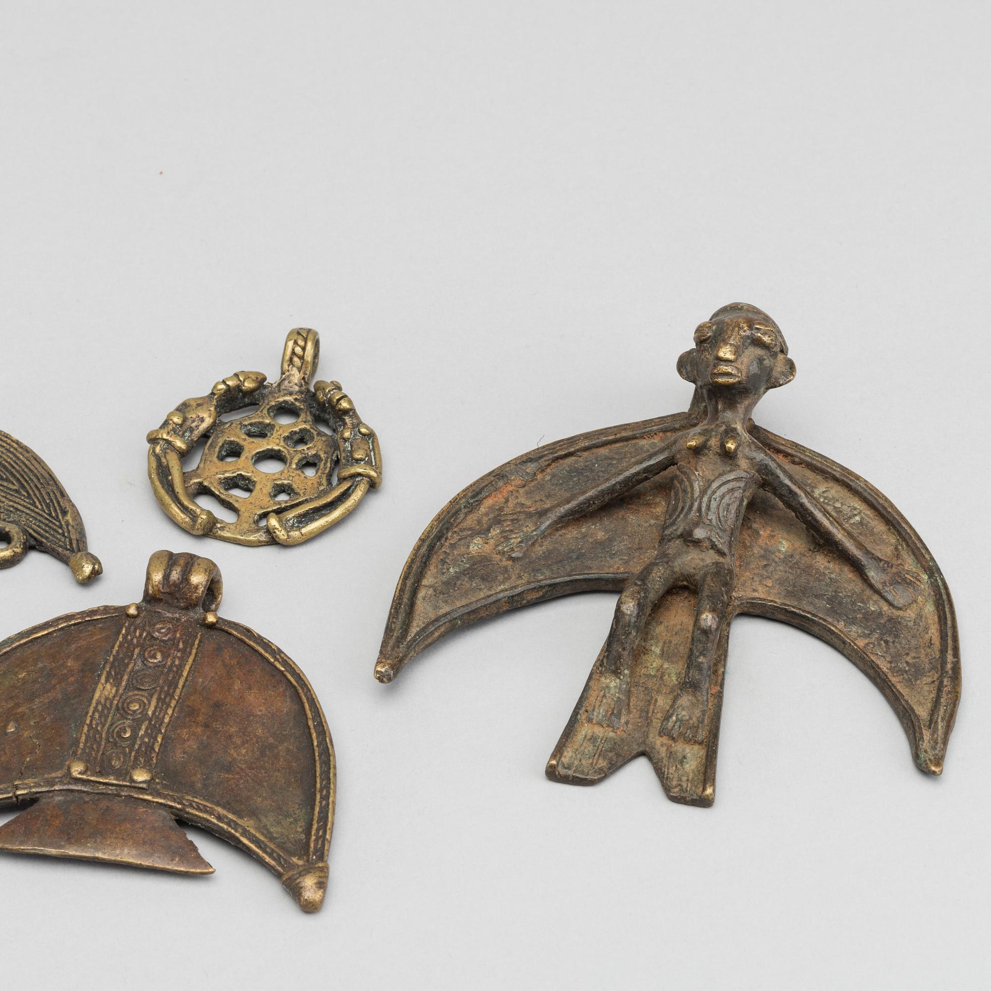 A set of five pedants, partly from The Nuna pepole, Burkina Faso.