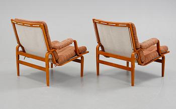 FÅTÖLJER, ett par, "Ingrid", Bruno Mathsson för Dux, 1900-talets slut.