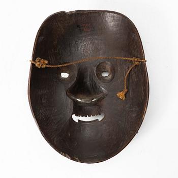 A Japanese 'Oto* or 'Otogoze' 乙 乙御前 noh mask, lacquered wood, late Edo, 19th century.