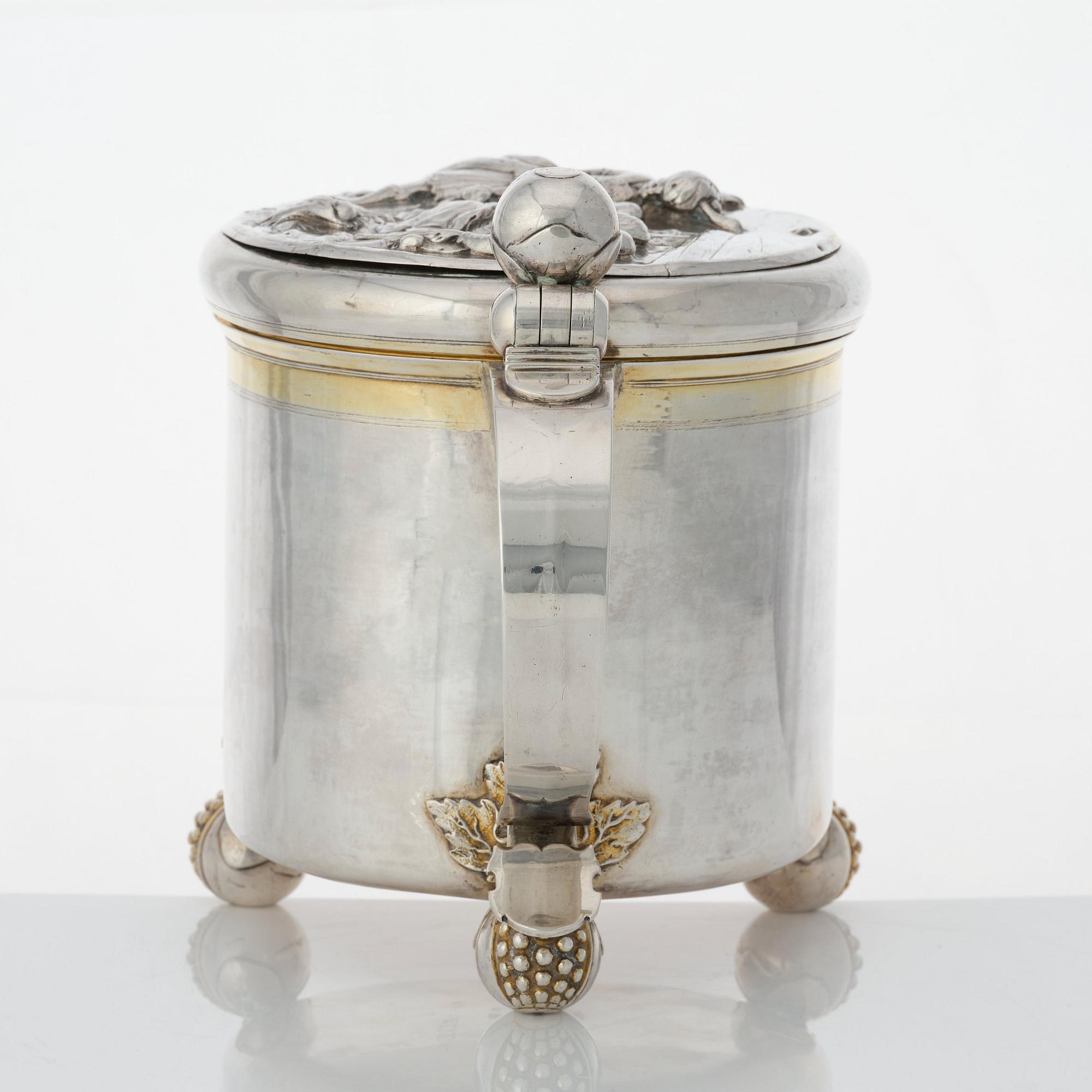 Hans Richter, dryckeskanna, silver, Stockholm (1661-1695 (1711-), före 1689. Barock.