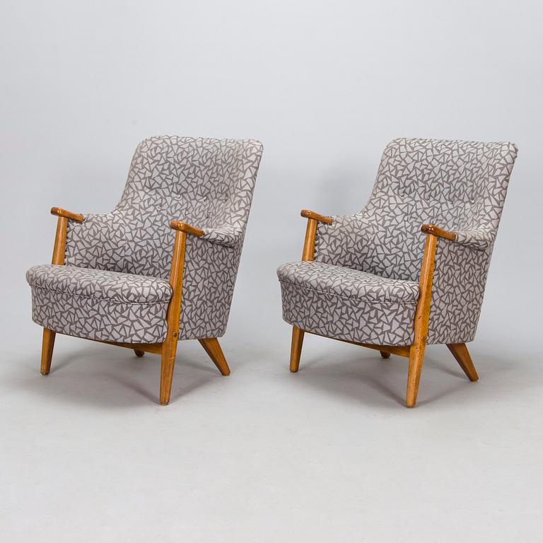 Olof Ottelin, a pair of 1950's 'Pompadour' armchairs for Oy Stockmann Ab, Keravan puusepäntehdas.