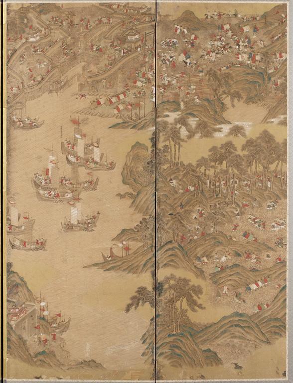 A six fold screen, anonymous Japanese artist, probably 17th Century.