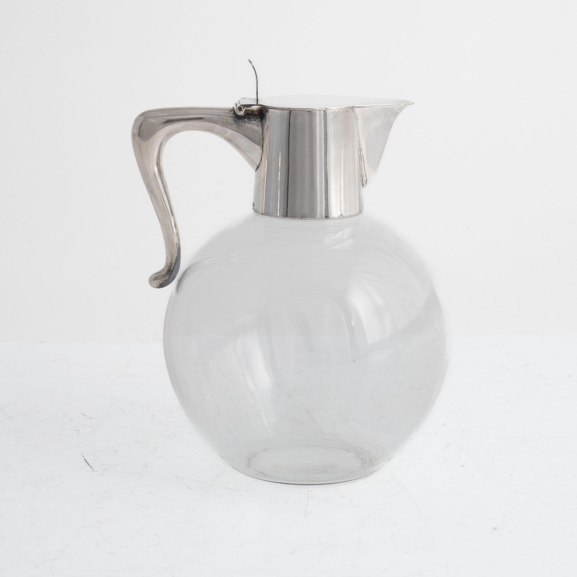 A Michelsen, wine decanter, silver and glass, Copenhagen circa 1960.