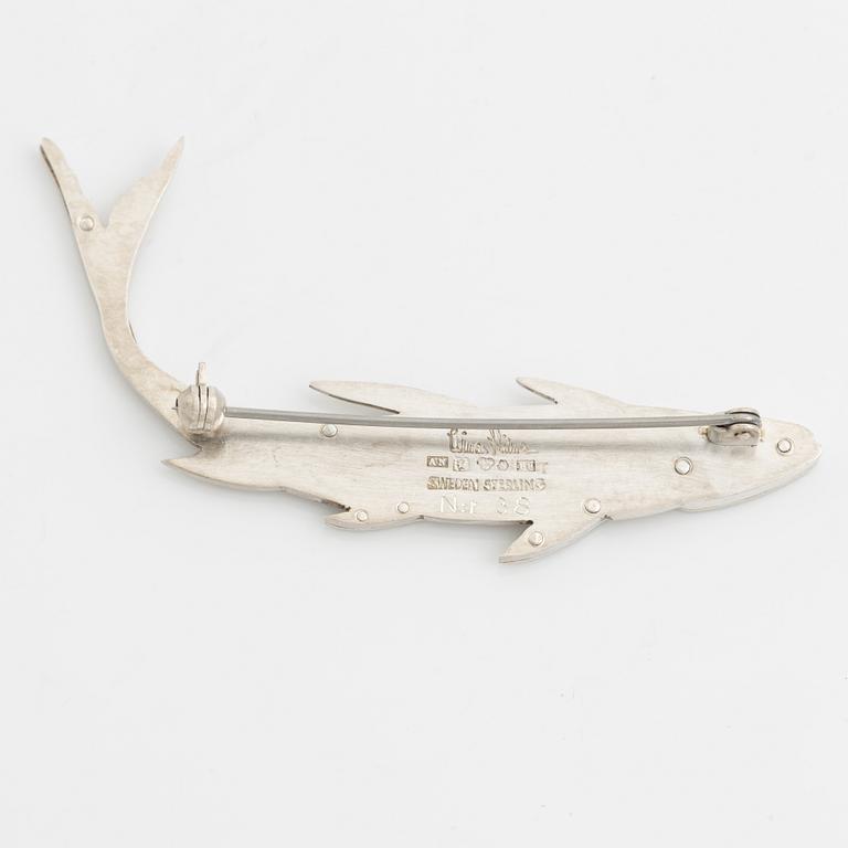 Wiwen Nilsson, a sterling silver fish brooch, Lund 1956.