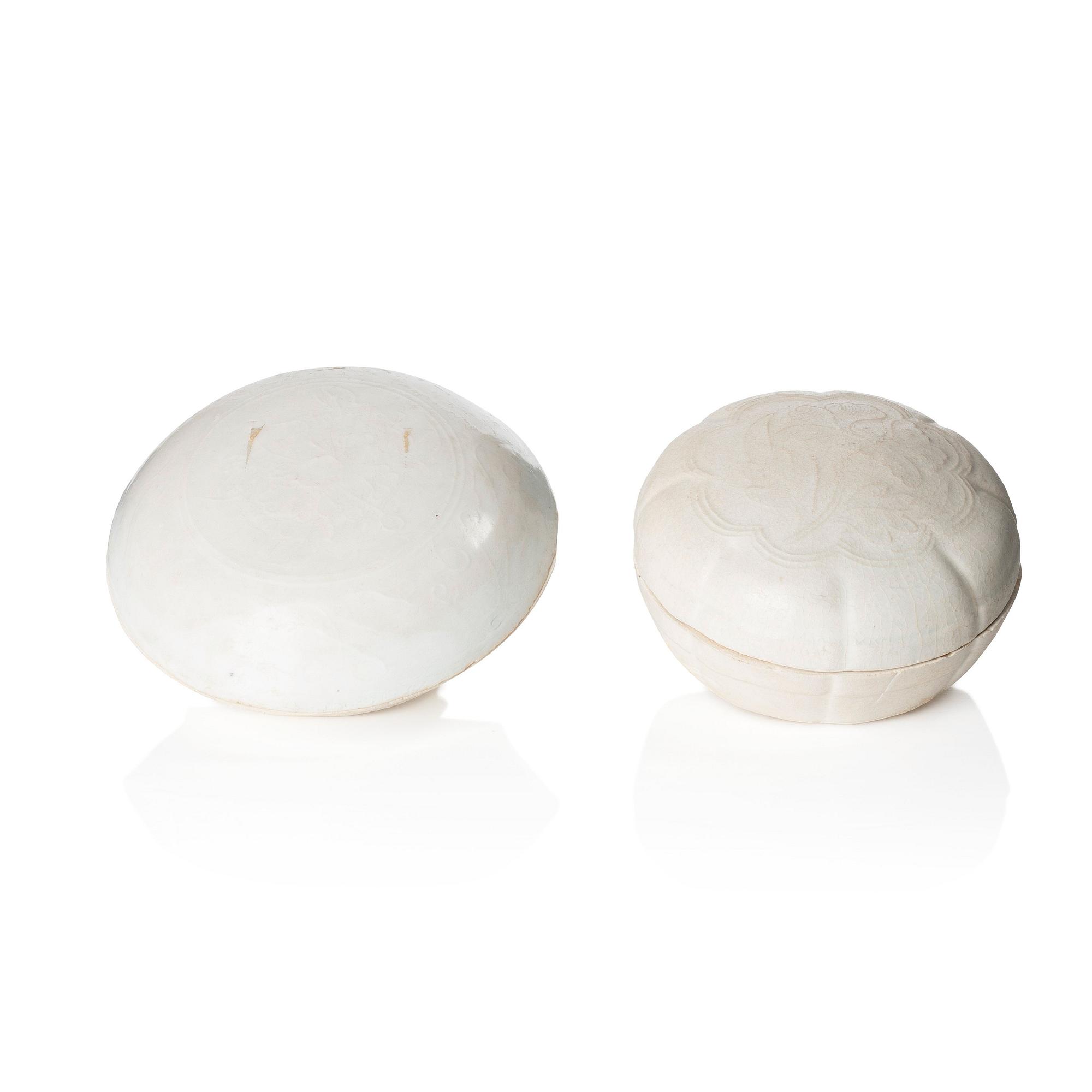 Two qingbai boxes with covers, Song dynasty (960-1279).