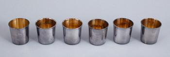 BÄGARE, 6 st, silver, guldsmedsaktiebolaget, Stockholm, 1952. tot vikt ca 344.