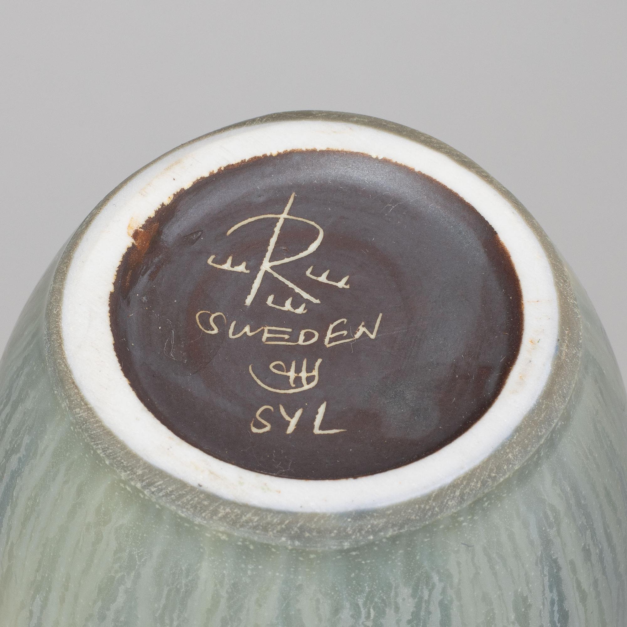 Carl-Harry Stålhane, a pair of model "SYL" stoneware vases, Rörstrand, Sweden, mid 20th century.