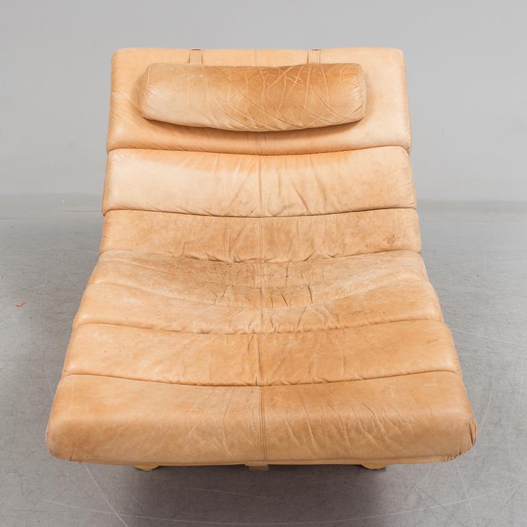 A birch and leather recliner, 1980's.