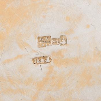 A parcel-gilt silver tray, Moscow 1856.