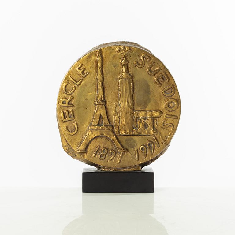 Gudmar Olovson, relief/sculpture. Signed. Numbered. Foundry mark. Bronze, total height 21.5 cm, length 18.5 cm.