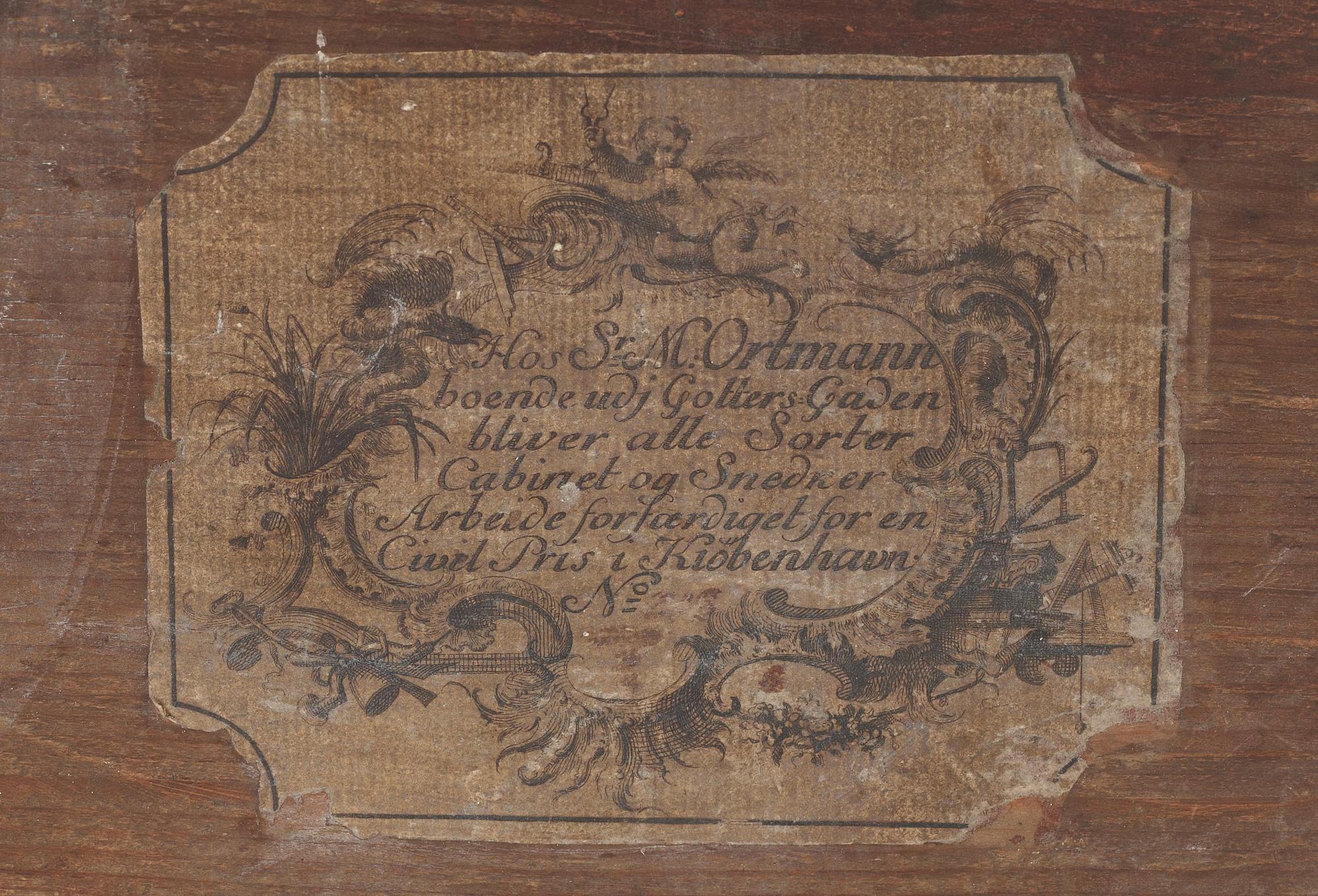 BYRÅ, av Mathias Ortmann (ca.1692–1757), Danmark, 1700-talets mitt. Rokoko.
