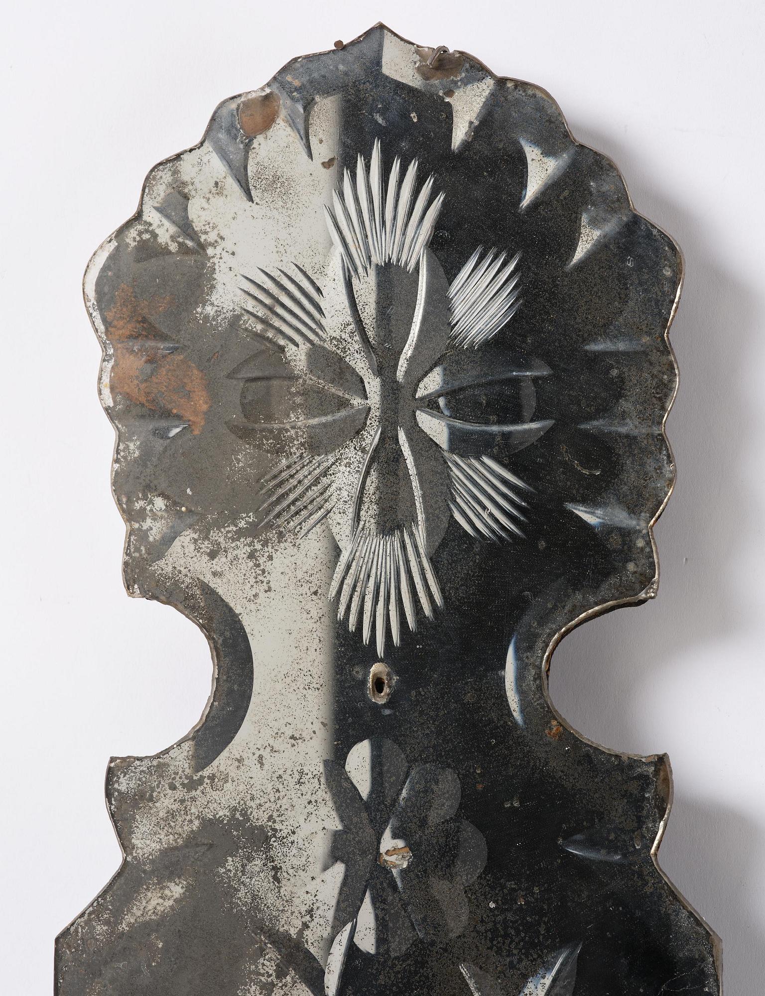 Spegellampetter, ett par, för ett ljus, omkring år 1900, Senbarockstil med delvis äldre delar.